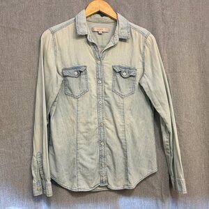 Loft Chambray button down shirt women's size medium